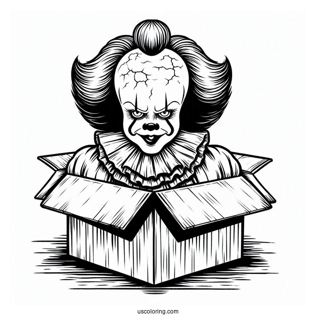 Pennywise Popping Out Of A Box Coloring Sheet