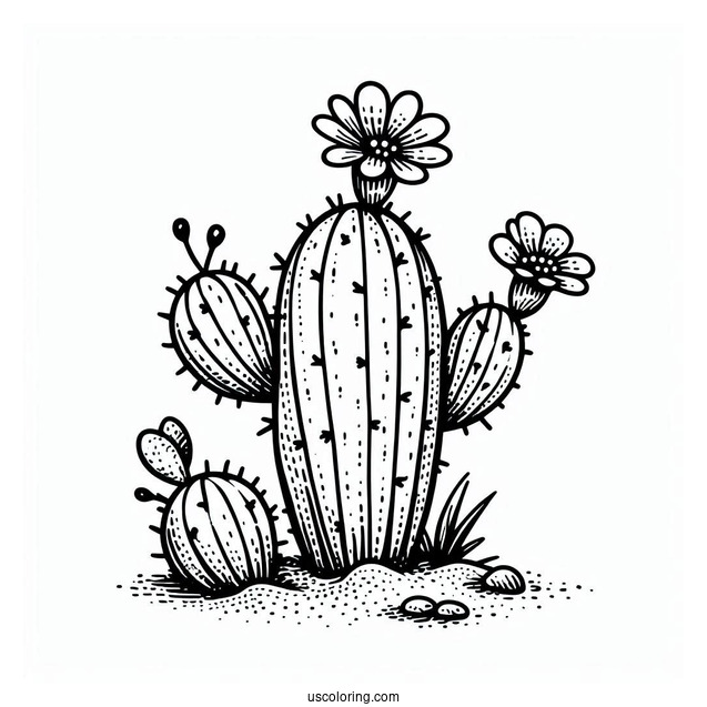 Prickly Pear Cactus Coloring Page
