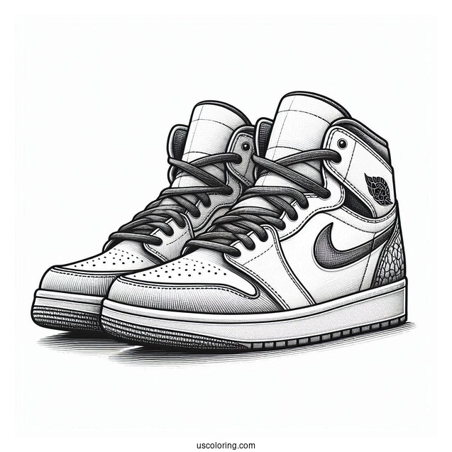 Detailed Pair Of Air Jordans Coloring Page
