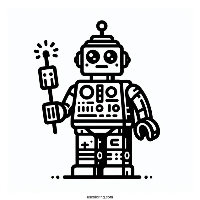 Simple Lego Robot Coloring Page For Kids