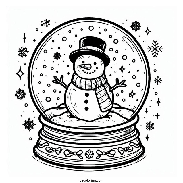 Snow Globe With Snowman Inside To Color