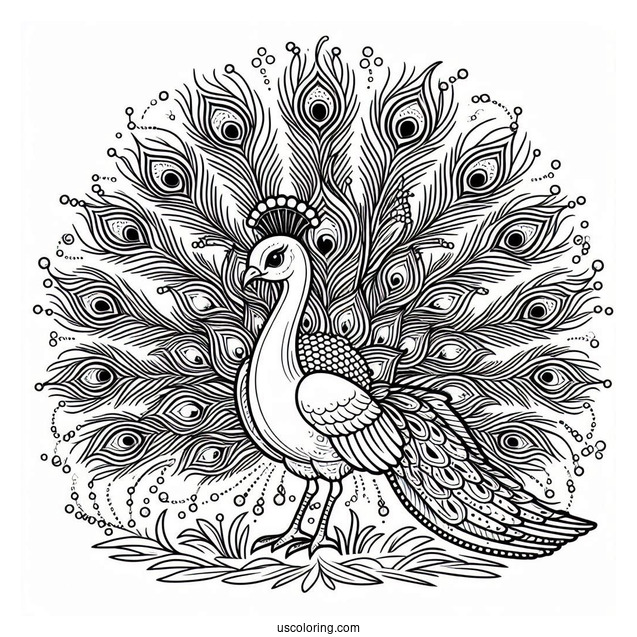 Peacock Flaring It Feathers In The Sun