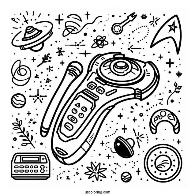 Star Trek Coloring Page Of Simple Starfleet Tricorder Outline