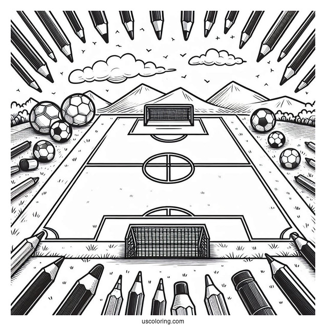 Soccer Pitch Coloring Sheet