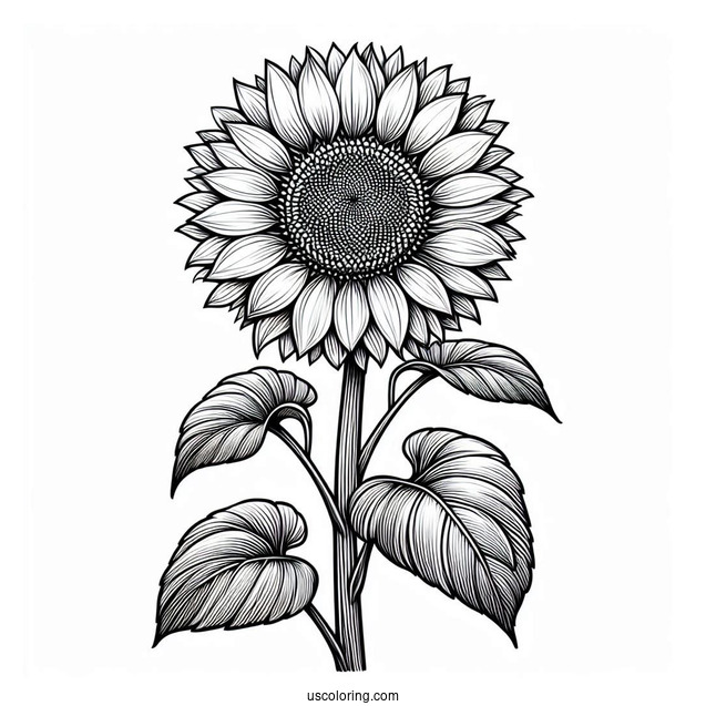 Tall Standing Sunflowers Coloring Sheet