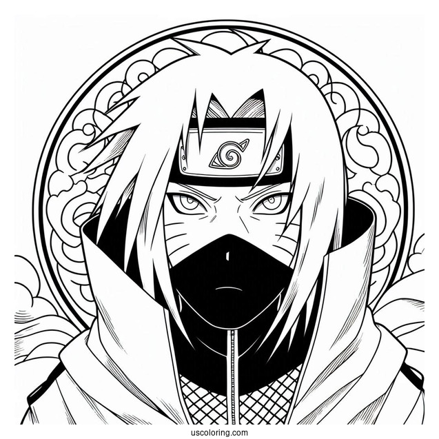 Naruto Coloring Page Of Itachi Uchiha in Akatsuki Cloak