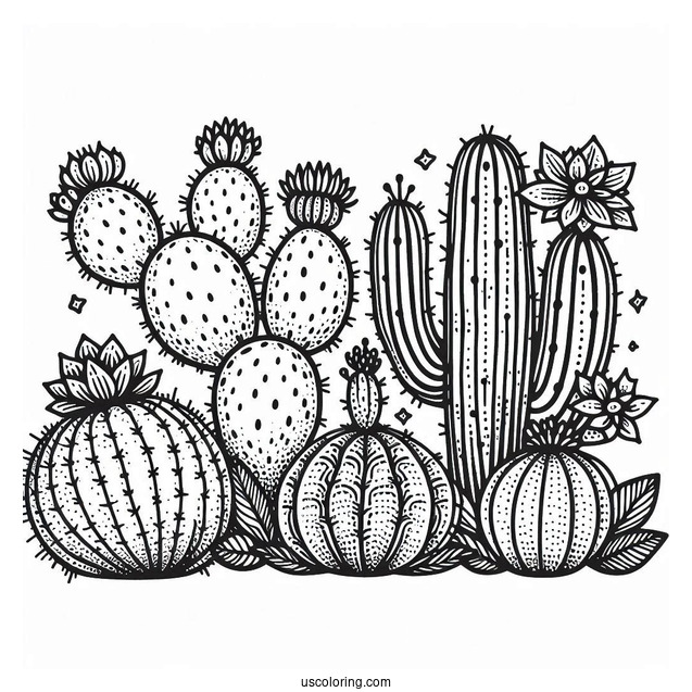Prickly Pear Cactus Coloring Page