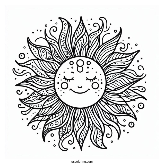 Summer Themed Sun To Color