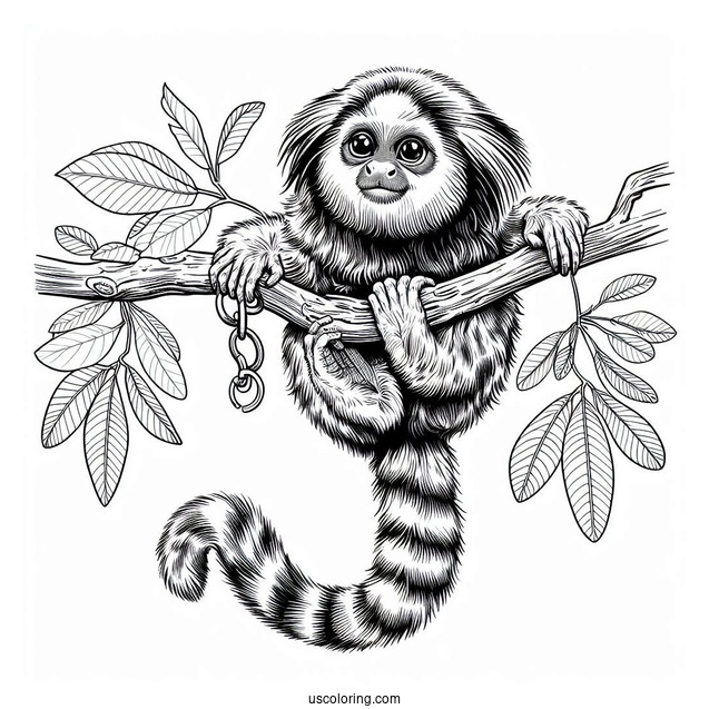 Mauro The Marmoset Hanging From A Branch