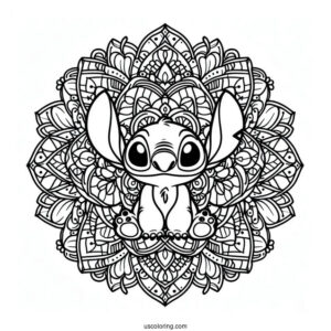 Lilo & Stitch Coloring Page Of Intricate Stitch Mandala