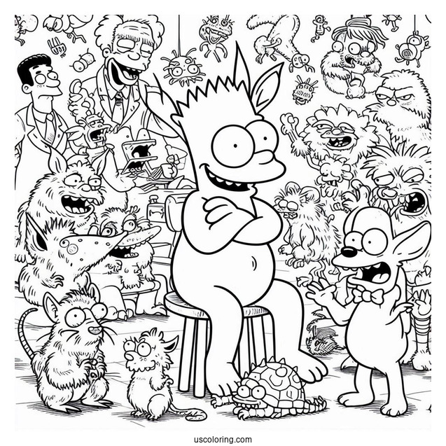 The Itchy And Scratchy Show Coloring Sheet