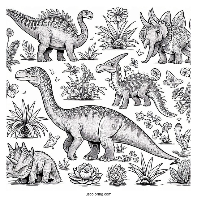 Corythosaurus And Parasaurolophus Coloring Page