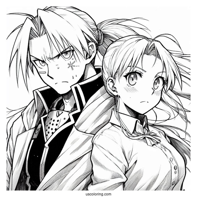 Manga Coloring Page Of Fullmetal Alchemist Edward And Alphonse Elric