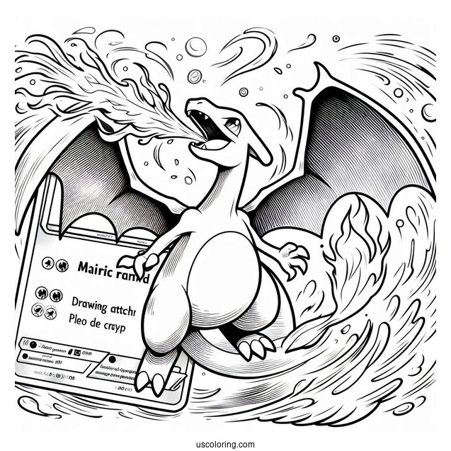 Charizard Wing Attack Pokemon Card Coloring Page