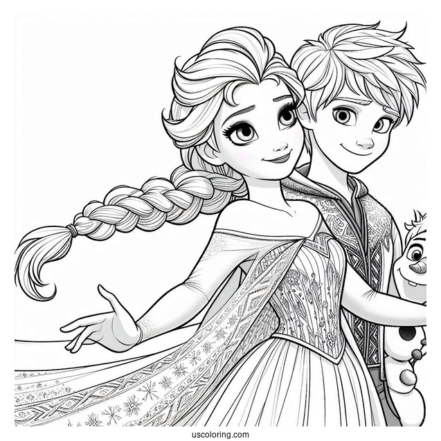 Elsa And Jack Frost Coloring Page