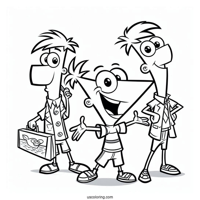 Simple Phineas And Ferb Coloring Page