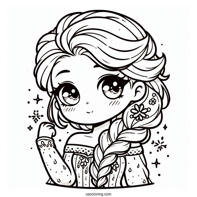 Cute Kawaii Young Elsa Coloring Page