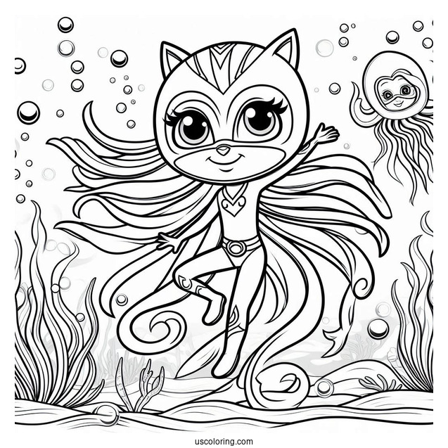 PJ Masks Coloring Page Of Octobella Dancing Underwater