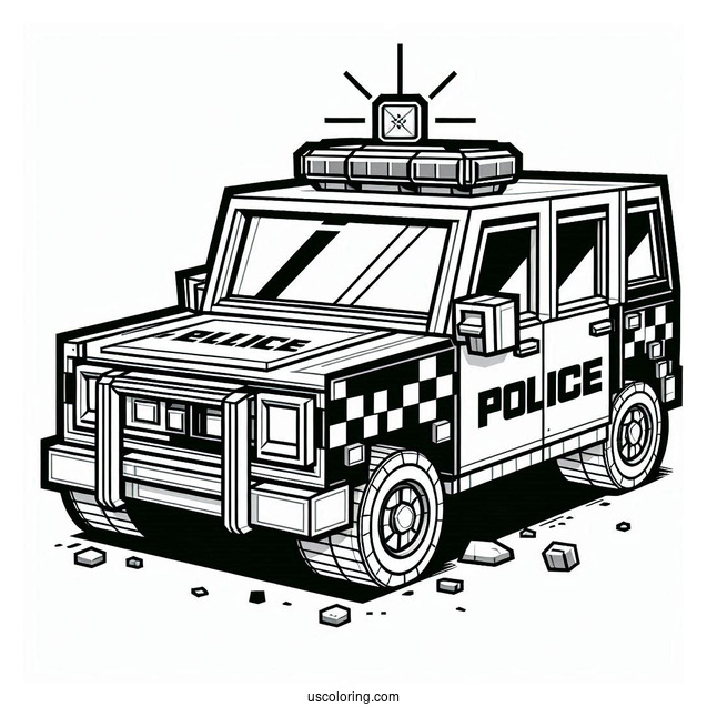 Minecraft Police Car Coloring Page