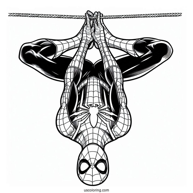 Spider-Man Hanging Upside Down Coloring Sheet