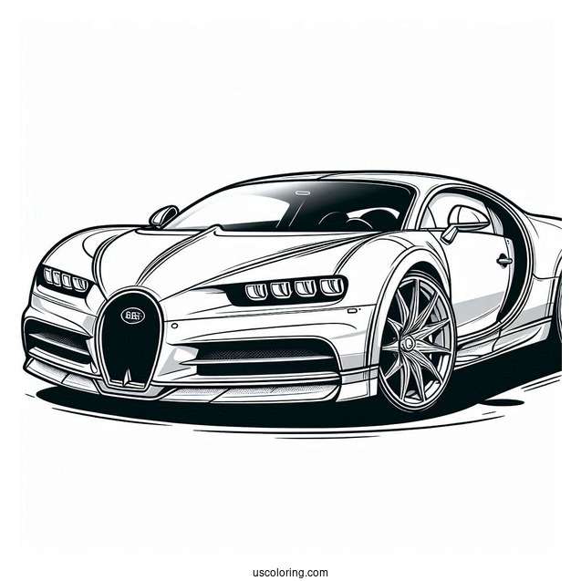 Easy Outline Of Bugatti Coloring Page Chiron For Kids