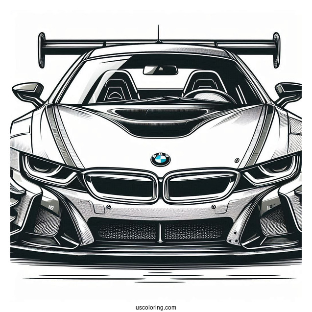 Front Of BMW Coloring Page i8 Race Car