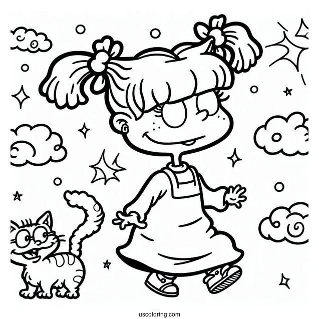 Rugrats Coloring Page Of Easy Outline Of Angelica Pickles