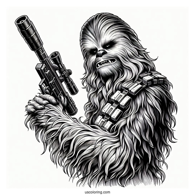 Chewbacca Holding Blaster Rifle