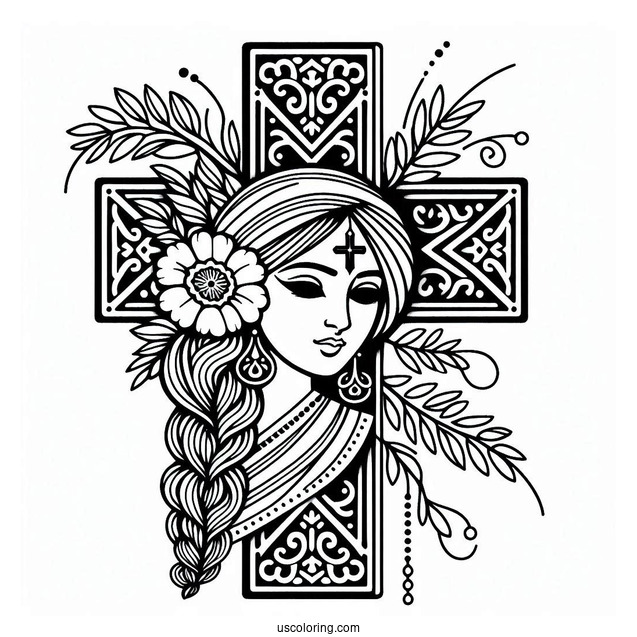 Easy Cross Coloring Page For Kids