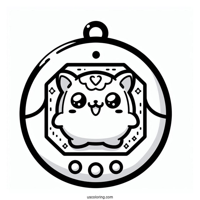 Simple Tamagotchi Coloring Pages Pet In Console