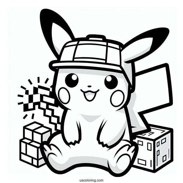 Minecraft Pikachu Coloring Sheet