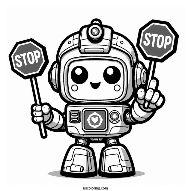 Kawaii Heatwave Rescue Bots Coloring Page Holding Stop Signs