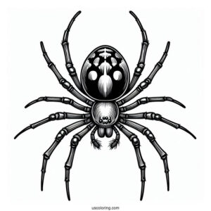 Detailed Black Widow Spider Coloring Sheet