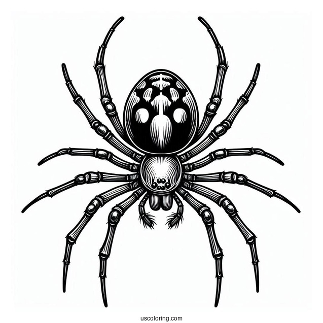 Detailed Black Widow Spider Coloring Sheet