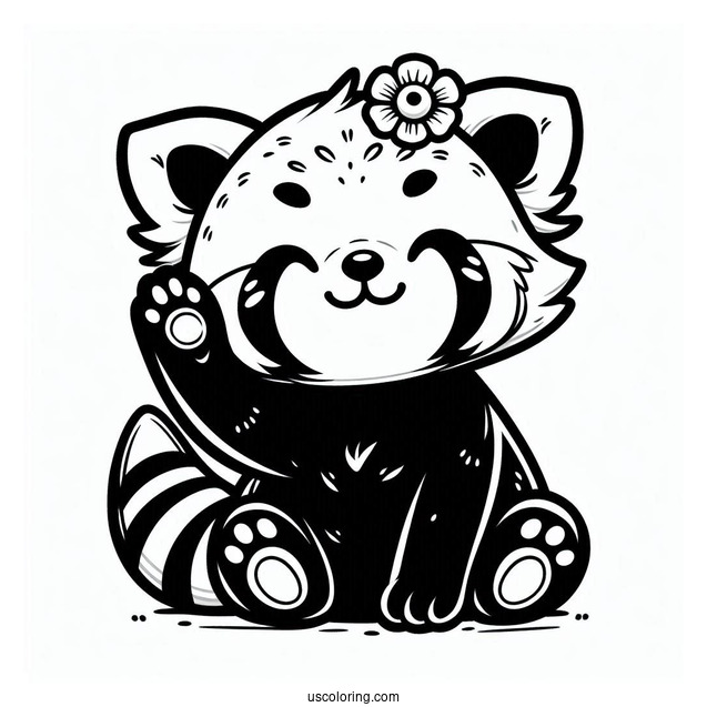 Adorable Red Panda With Hands Raised