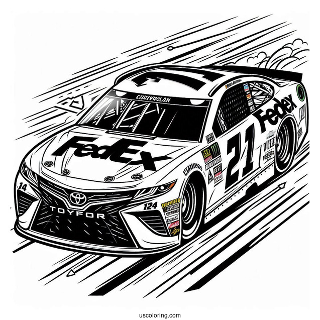 No 11 FedEx Toyota Racing No 24 Raptor Chevrolet NASCAR Coloring Page