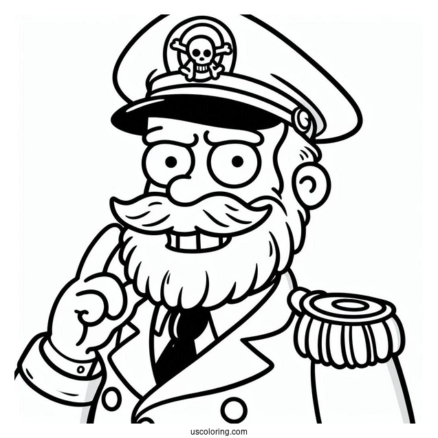 Simpsons Coloring Pages Of Easy Grinning Captain McCallister For Kids