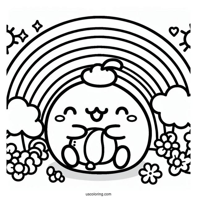 Cute Toy Pompompurin Hugging Rainbow