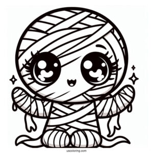 Cute Chibi Mummy Coloring Page For Kids
