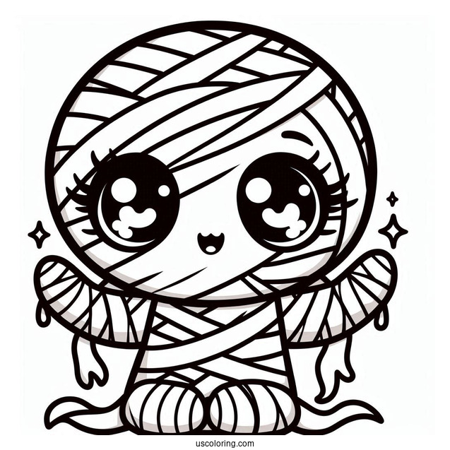 Cute Chibi Mummy Coloring Page For Kids