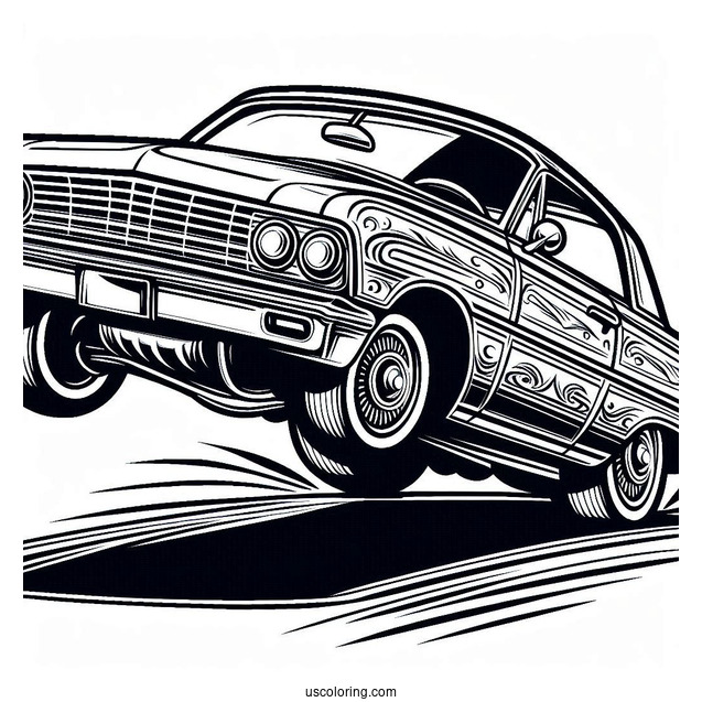 Easy Outline Of Lowrider Coloring Page Hopping Sideways For Kids