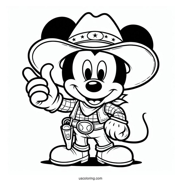 Cowboy Coloring Page Mickey Mouse For Kids