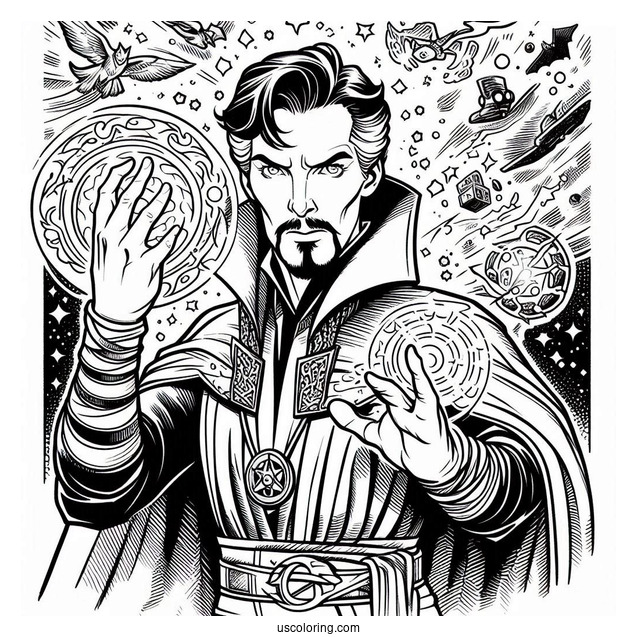 Dr. Strange Casting A Spell Coloring Sheet