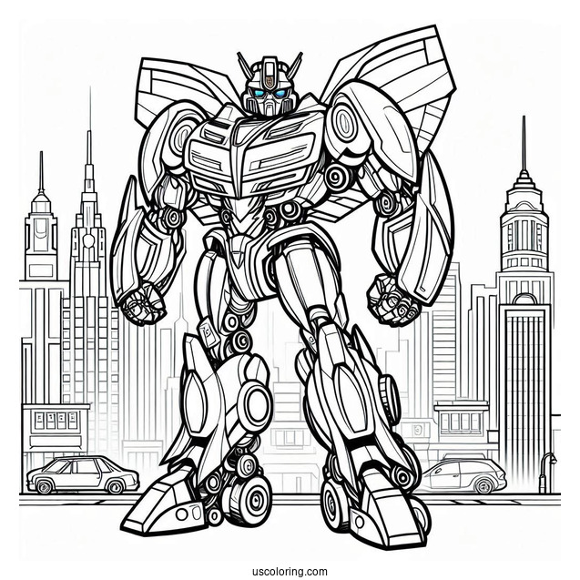 Autobot Bumblebee Coloring Page Form In The City