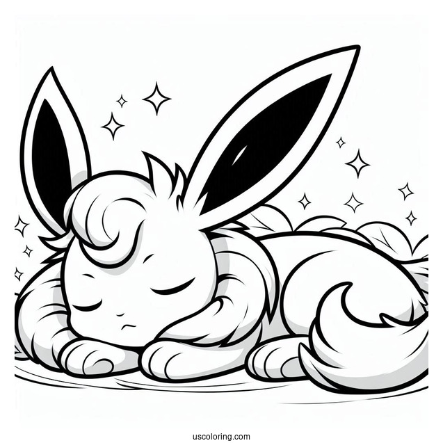 Cute Sleeping Sylveon Coloring Page