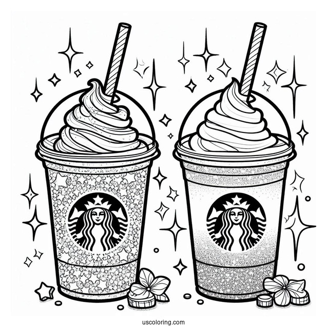 Sparkly Starbucks Coloring Page Frappe For Kids