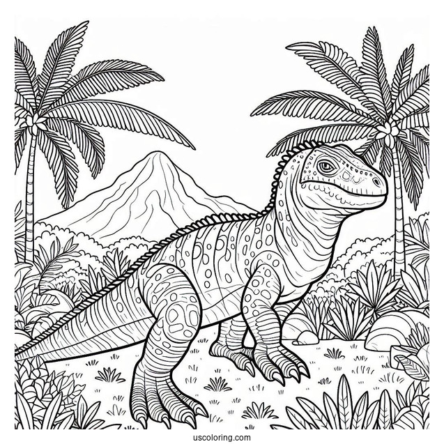 Iguanadon In The Forest Coloring Sheet