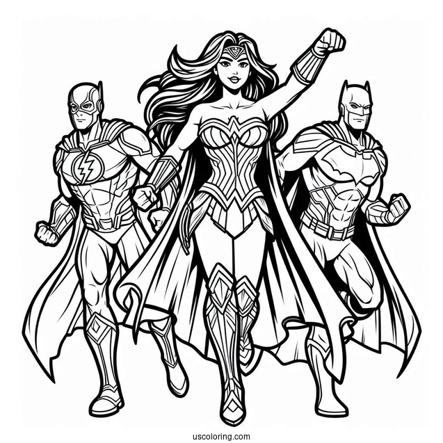 Simple Justice League Coloring Page Cartoon For Kids