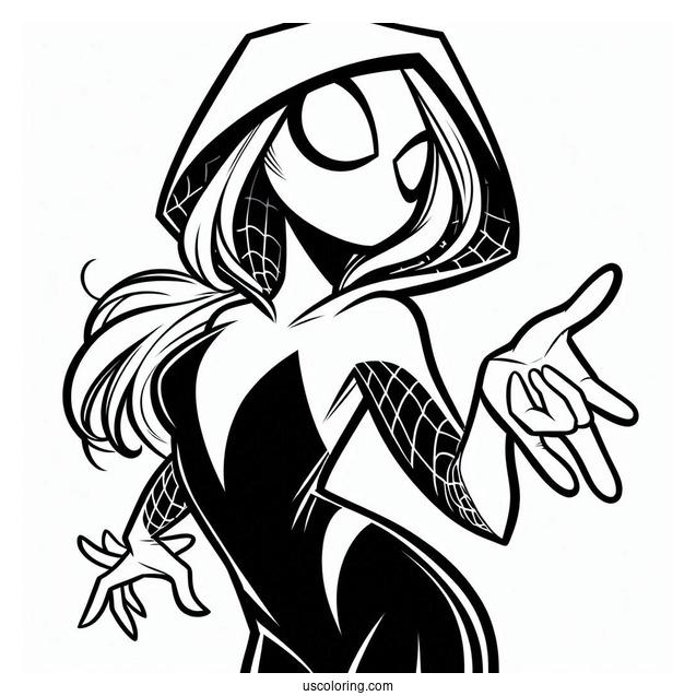 Easy Spider Gwen Coloring Page For Kids
