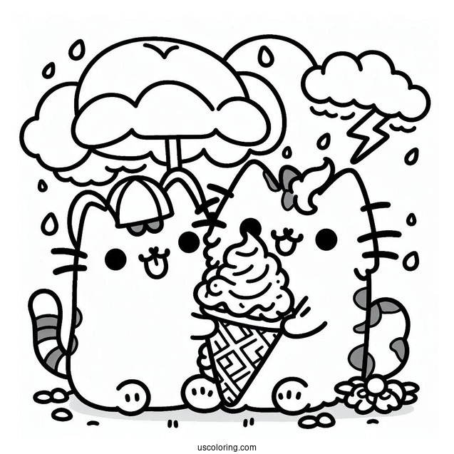 Stormy And Pusheen Eating Ice Cream